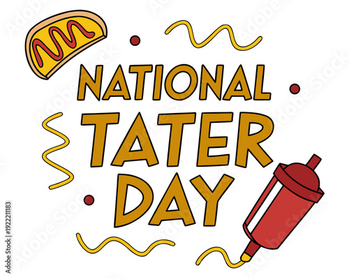 National Tater Day Celebration Vector, Potato Food Illustration