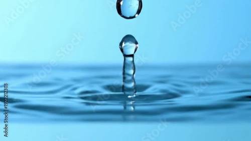 Macro Slow Motion Drop of Clear Serum on Water Surface