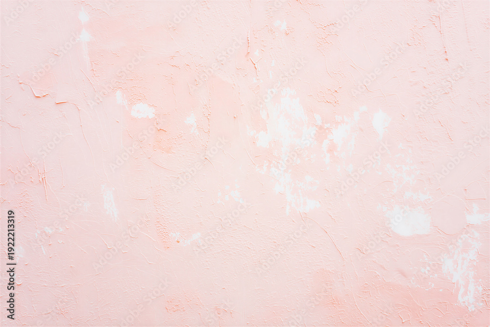 Fototapeta premium Lightpinkpaintedwallwithwhitepatchesandtexturedsurface