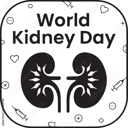 World Kidney Day medical illustration with kidneys arteries veins health awareness campaign prevention treatment vector design