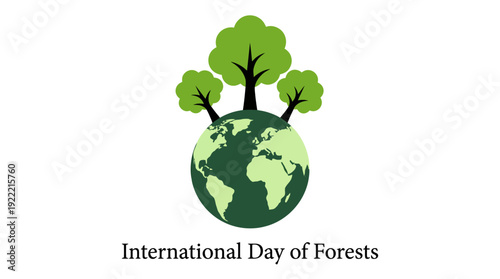 International Day of Forests logo: globe with trees on top promoting forest conservation and sustainable nature