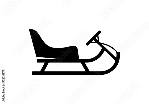 Vector black sleigh icon, Christmas sled illustration