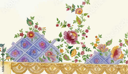 geometrical border lace design  for creating garmnts lace dupattta lace ETC