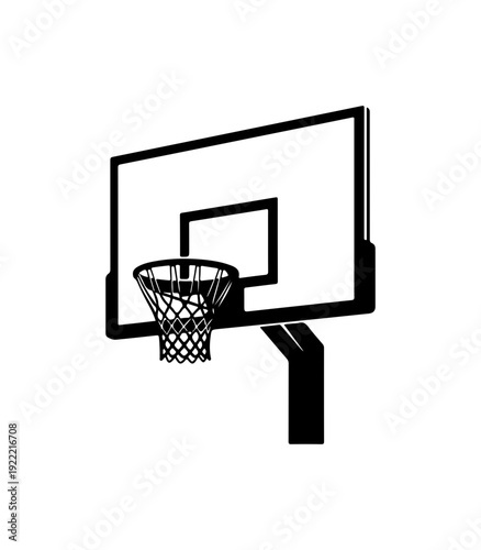 Vector illustration of a black basketball hoop and backboard