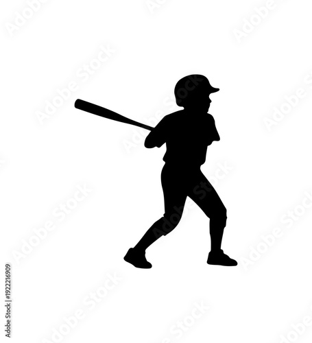 Black silhouette of a baseball player swinging a bat vector
