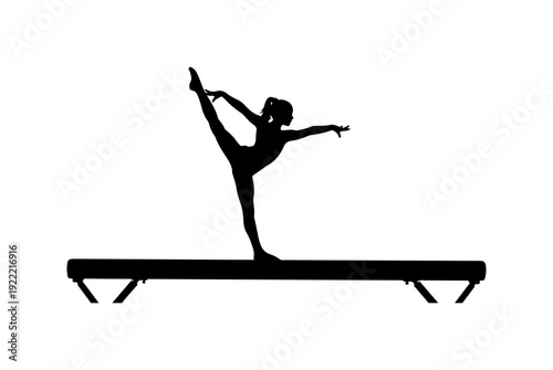 Vector silhouette of a gymnast on balance beam