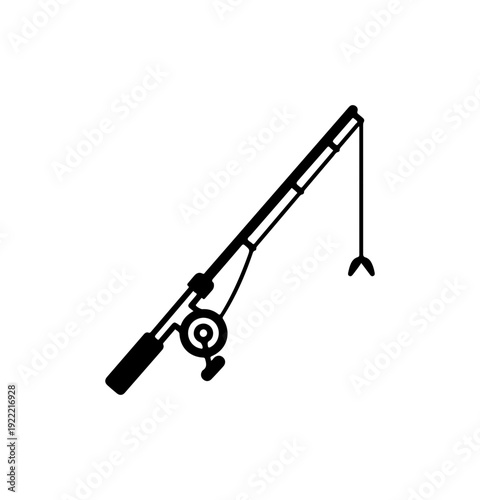Vector fishing rod and hook icon