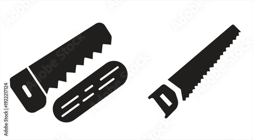 Flat vector icon of a handsaw or carpentry tool. For websites, logos, apps, templates, and UI design. EPS10.

