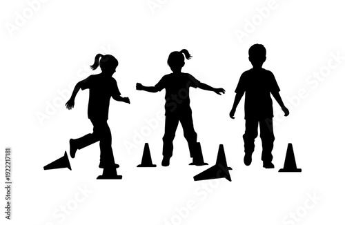 Children Running Through Cones