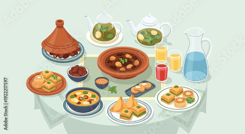 Festive Iftar Table A Colorful Feast for Ramadan Celebration.