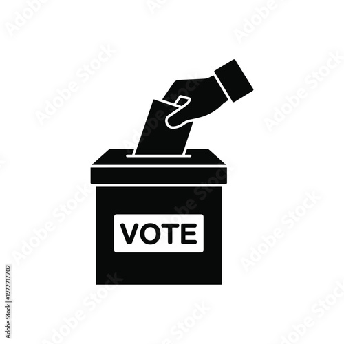 Hand Casting Vote Into Ballot Box Icon Election Symbol Civic Duty Political Process