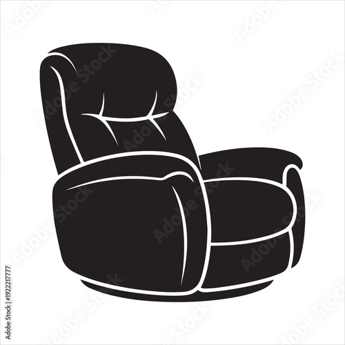 Recliner Silhouette, Vector, Icon, Logo, White Background.