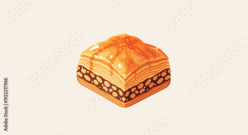 Watercolor Illustration of a Delicious Baklava Pastry Dessert.
