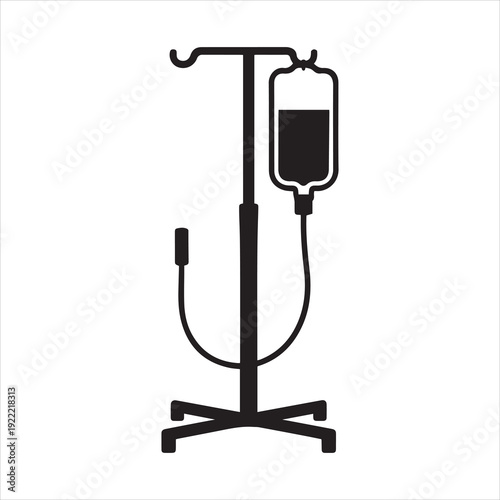 IV drip stand Vector, Silhouette, Illustration