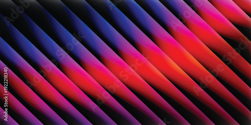 Vibrant abstract background with striking diagonal stripes in red, blue, and purple gradient, modern vector art