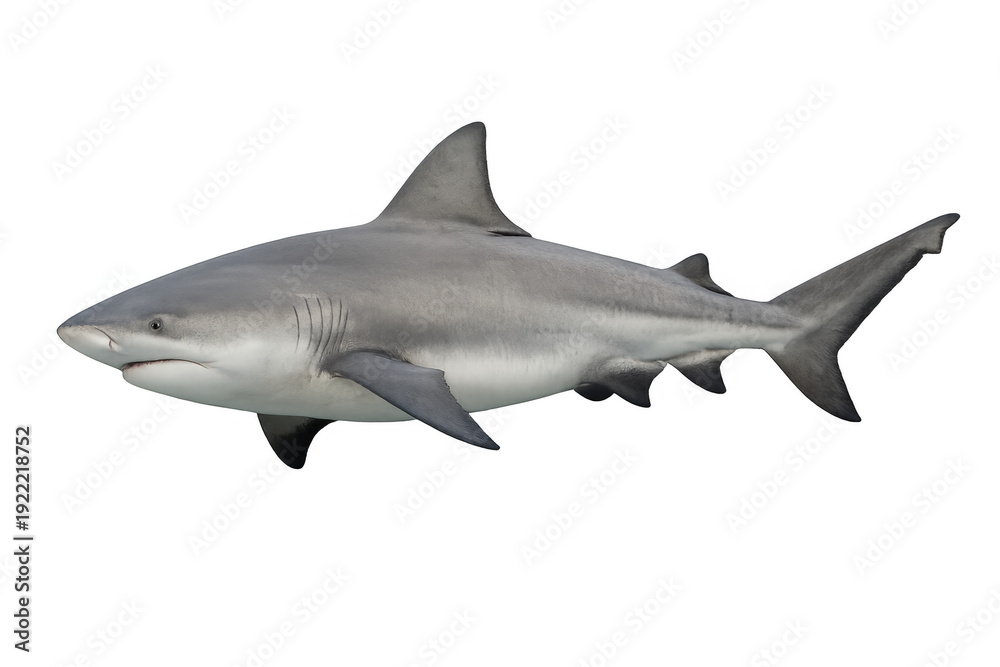Obraz premium Bull shark swimming underwater with transparent background