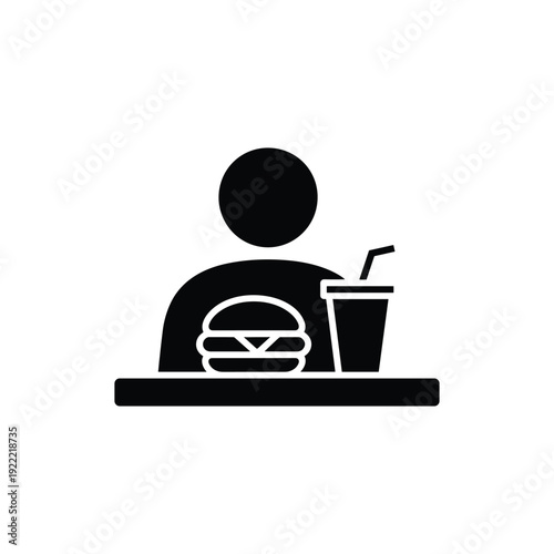 Person Eating Burger and Drink Icon Silhouette