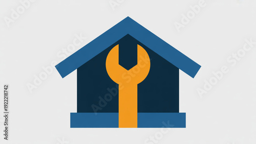 House with wrench inside for home repair and maintenance services concept