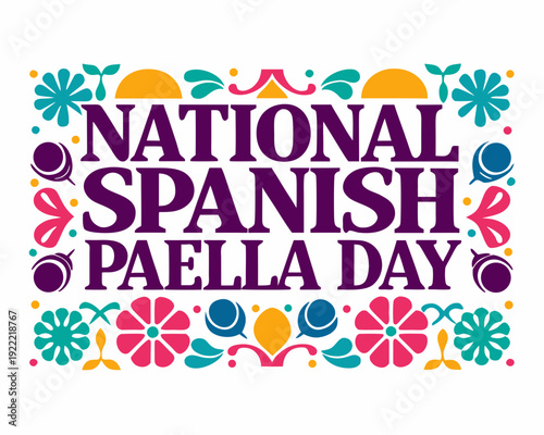 Traditional Spanish Paella Vector Illustration, Mediterranean Cuisine Concept