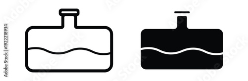 Chemical liquid container and laboratory flask icon vector. Symbol for scientific research, pharmacy experiment, and medical solution. Vector Illustration.