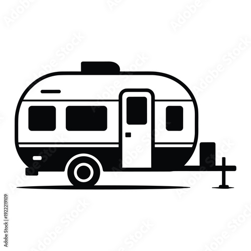 Vintage Camper Trailer Icon Classic Travel Vehicle Outdoor Adventure