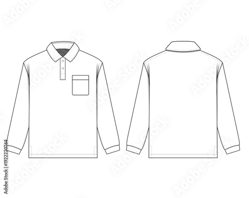 Long sleeve shirts  flat fashion front and back illustration