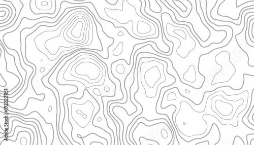 Black and white topographic contour lines pattern topographic map