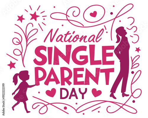 National Single Parent Day Celebration Vector Design with Family Concept