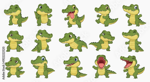 Cute Cartoon crocodile Collection illustration