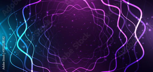 Abstract wave lines dynamic glowing red and purple background with sparkling.