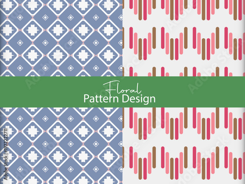 Mockup of 2 customizable repeatable patterns, red foliage motifs, Seamless Botanical Pattern Set with Abstract Flowers and Leaves	
