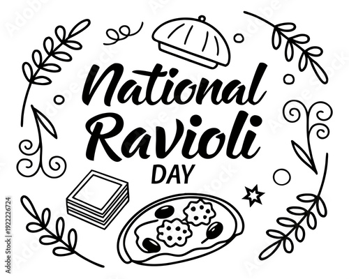 NATIONAL RAVIOLI DAY vector illustration isolated on white background