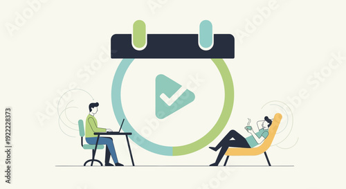 Time Management and Productivity People Working Around a Calendar Icon.