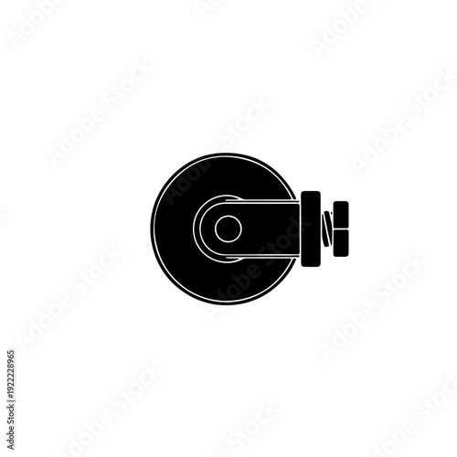 Close-up icon of a manual tile cutter replacement wheel. Professional tungsten carbide cutting wheel for ceramic and glass. Industrial spare part vector illustration, isolated on white
