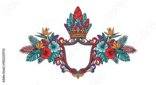 Ornate floral heraldic crest with crown and foliage decoration.