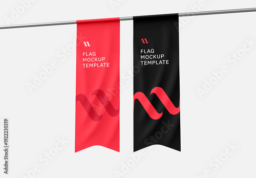 Two Flag Mockup Hanging Template