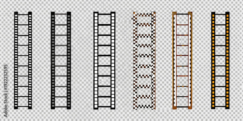 Six filmstrips with varying frame counts and color schemes are displayed