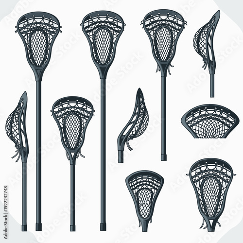 Collection of Various Lacrosse Stick Head Designs