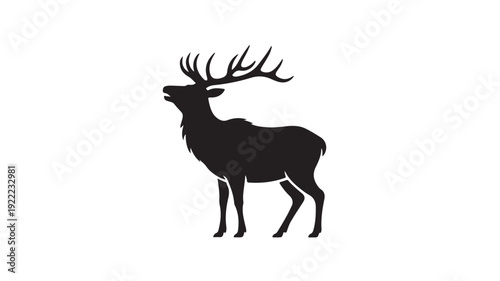 Deer Silhouette in Simple Elegant Black on White Background for Wildlife Illustration