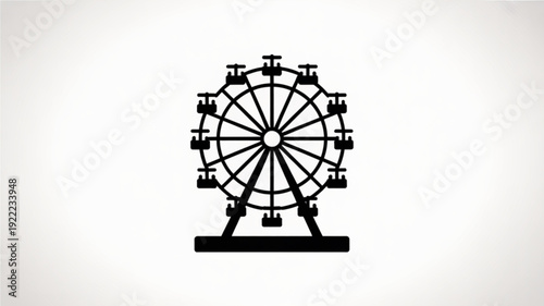 Black silhouette of a classic ferris wheel on white background amusement park ride icon