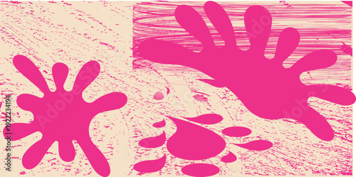 Vibrant hot pink paint splatter vector texture. Abstract pattern with energetic ink spots and drops. Ideal for modern backgrounds or bold designs. Modern Vector with amazing colour.