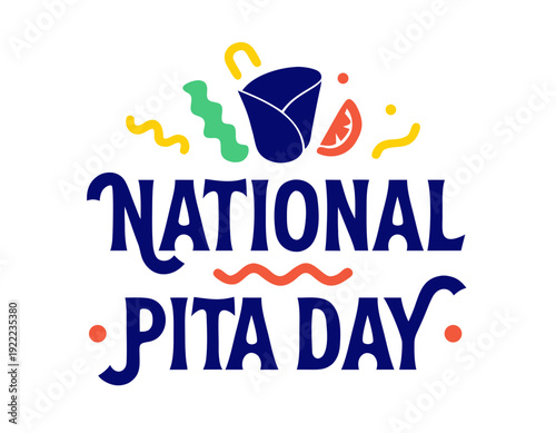 National Pita Day Food Vector, Healthy Flat Bread Illustration Design