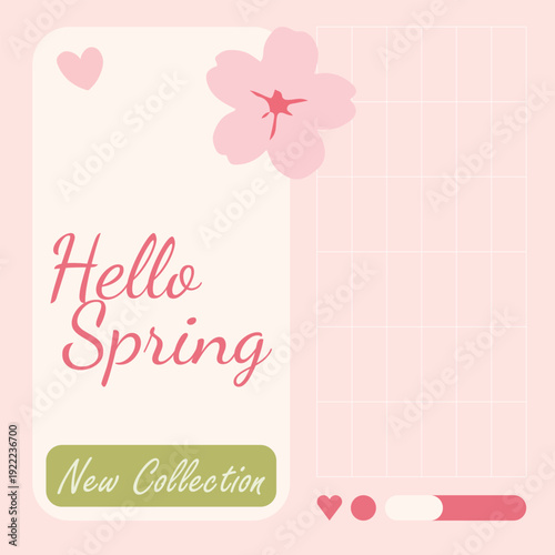 hello Spring flat design, spring sale poster,