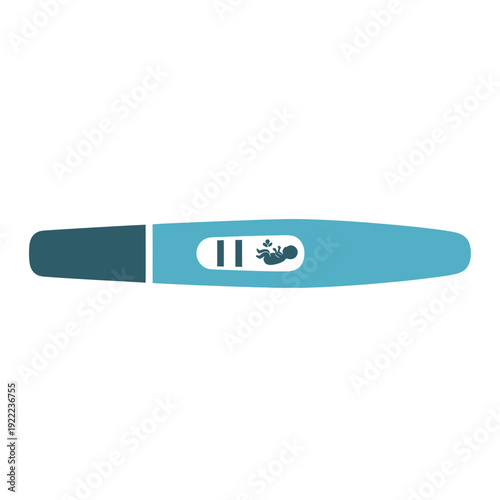 Positive pregnancy test showing two lines and a small baby icon