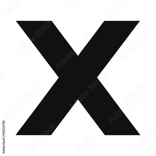 Black letter x symbol on, ui elements