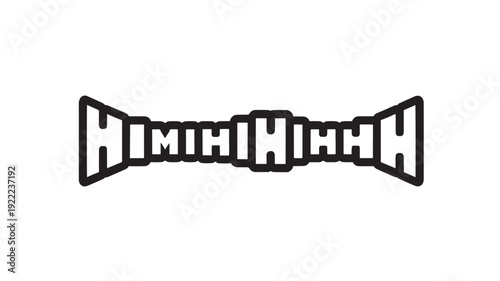 Barbell gym icon with bold black outline, symmetrical weight plates and center grip, minimal flat pictogram isolated on white for fitness, bodybuilding and strength training