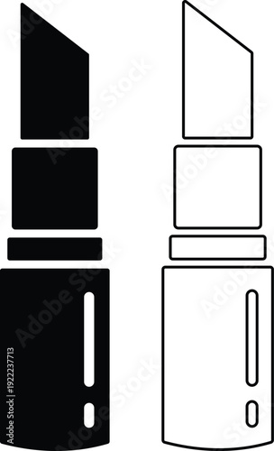 Lipstick vector icons set, cosmetic makeup silhouette and outline collection, beauty fashion symbol group isolated on transparent background for branding and salon design