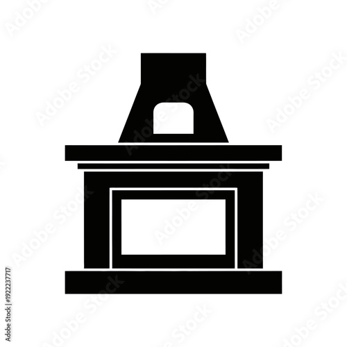 Simple black silhouette of a traditional fireplace mantelpiece