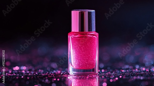 nail polish round bottle on black background