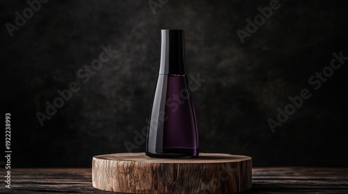 an elegant glass and glossy black metal bottle 